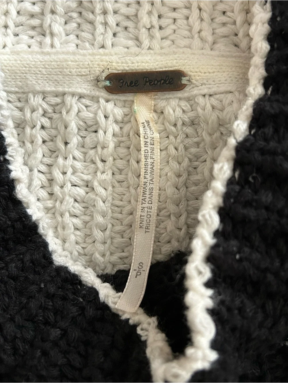 Free People Black White Cropped Knit Mock Neck Dolman Sweater S/P